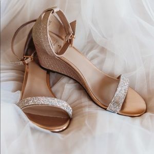 Call It Spring Rose Gold Sparkle Wedges.
